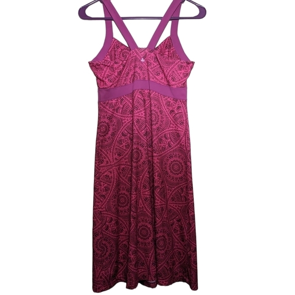 Prana Pink Maroon Mauve Purple Pattern Sporty Women's Small Dress Strap Short - Picture 7 of 11
